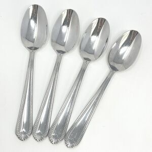 Lenox BEAD Stainless 18/10 Glossy Dinner Soup Spoon 7” Set Of 4 Replacement